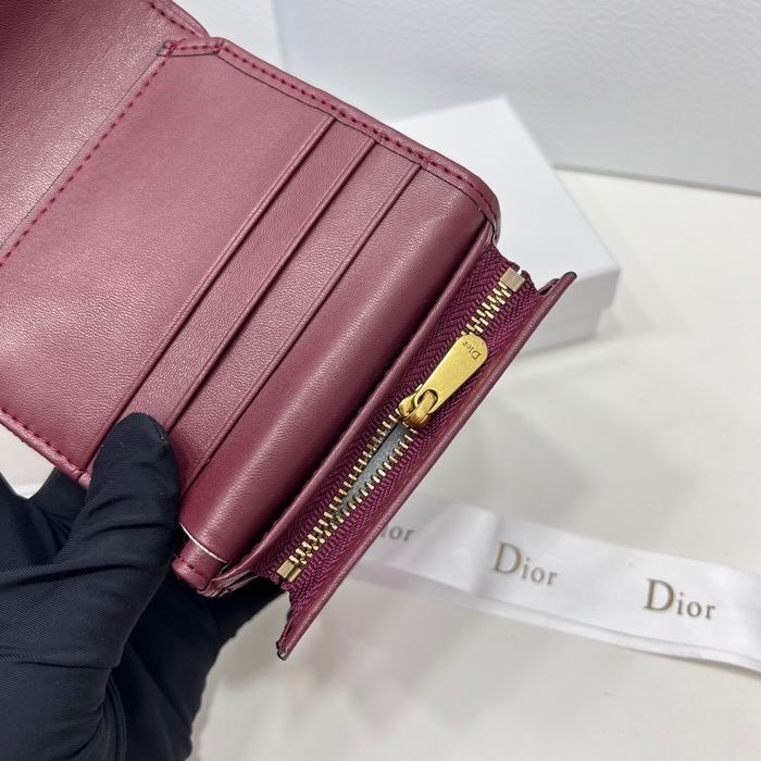 Wallet Dior saddle jacquard canvas wallet Burgundy