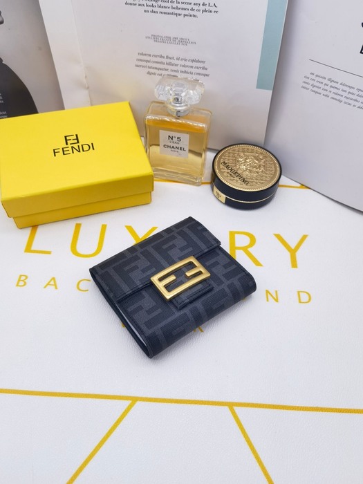 Wallet Fendi FF logo buckle compact wallet Black