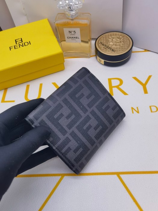 Wallet Fendi FF logo buckle compact wallet Black