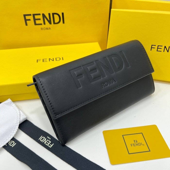 Wallet Fendi Roma embossed long wallet Black Size 19x10.5x3.5cm