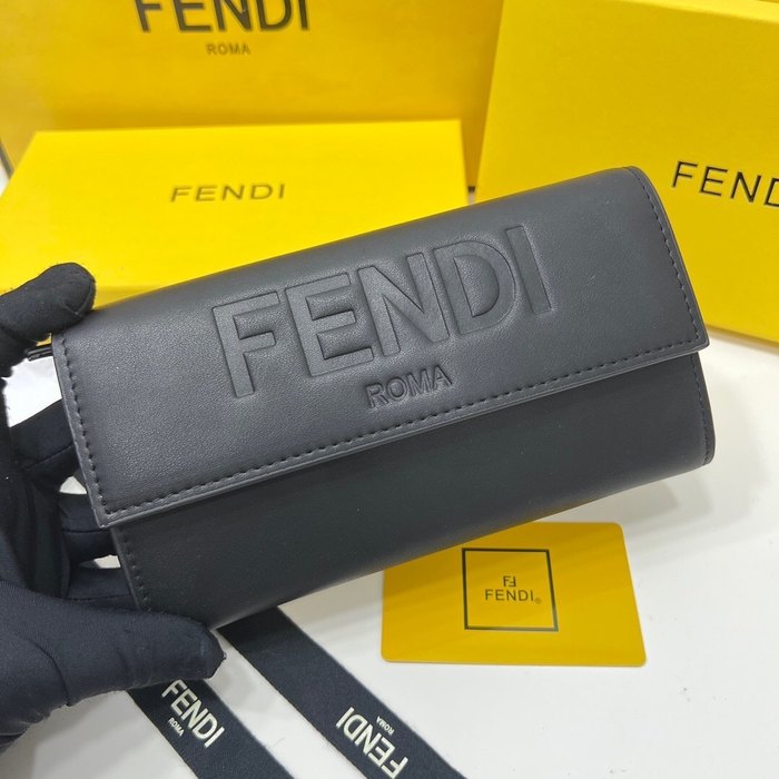 Wallet Fendi Roma embossed long wallet Black Size 19x10.5x3.5cm