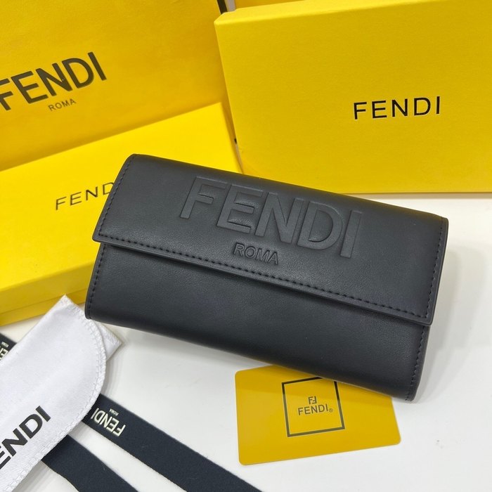 Wallet Fendi Roma embossed long wallet Black Size 19x10.5x3.5cm