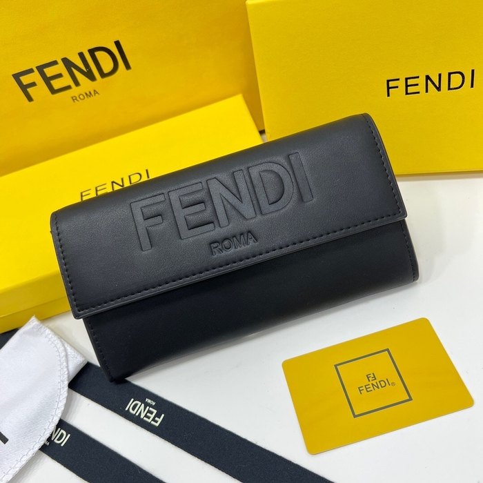 Wallet Fendi Roma embossed long wallet Black Size 19x10.5x3.5cm