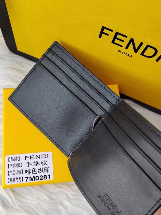 Wallet Fendi bi fold with money clip Brown