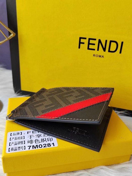 Wallet Fendi bi fold with money clip Brown