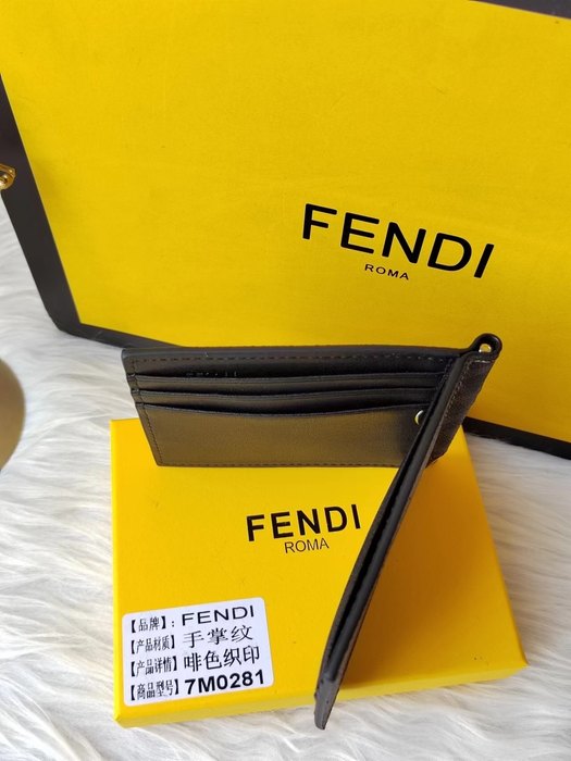 Wallet Fendi bi fold with money clip Brown