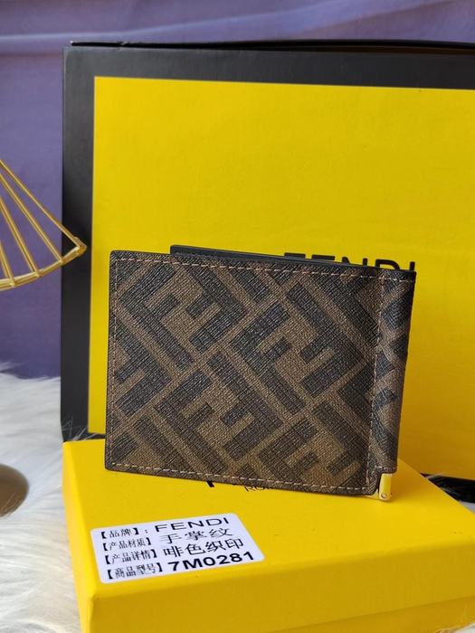 Wallet Fendi bi fold with money clip Brown