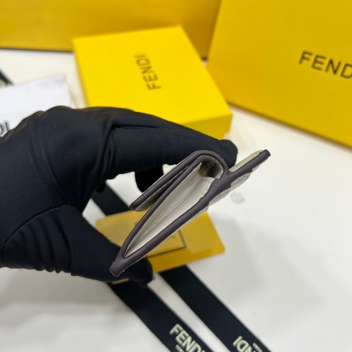 Wallet Fendi compact trifold Grey Size 8x2.5x10cm