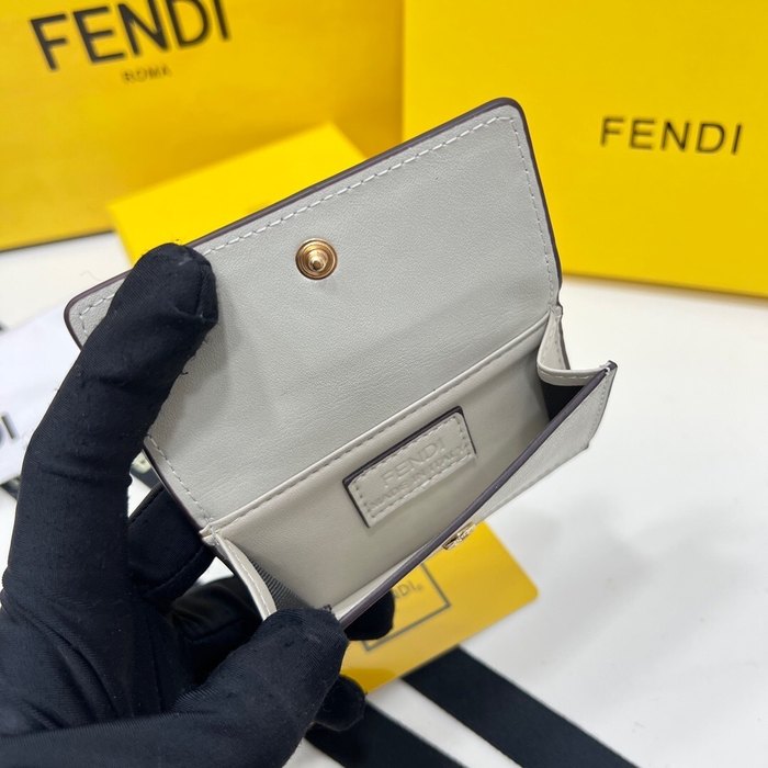 Wallet Fendi compact trifold Grey Size 8x2.5x10cm