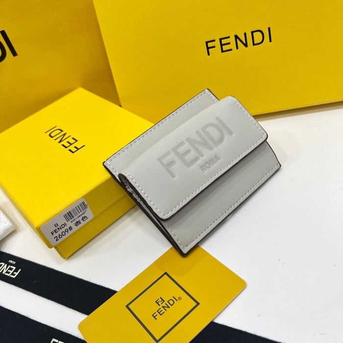 Wallet Fendi compact trifold Grey Size 8x2.5x10cm