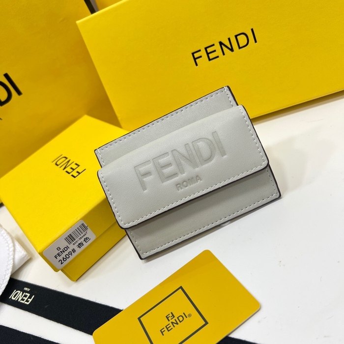 Wallet Fendi compact trifold Grey Size 8x2.5x10cm