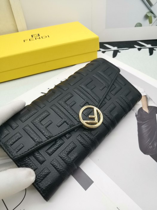 Wallet Fendi embossed FF logo flap wallet Black