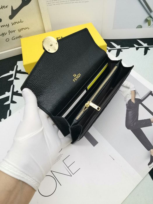 Wallet Fendi embossed FF logo flap wallet Black