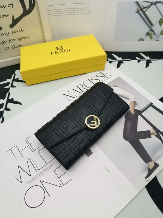 Wallet Fendi embossed FF logo flap wallet Black
