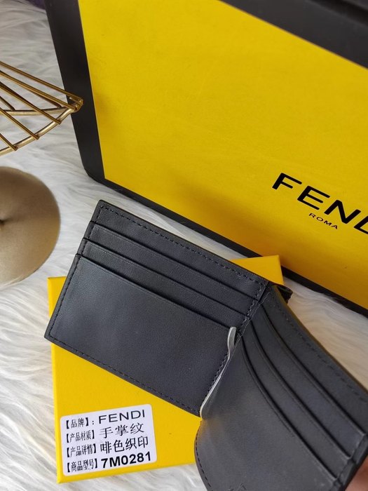Wallet Fendi embossed leather Black