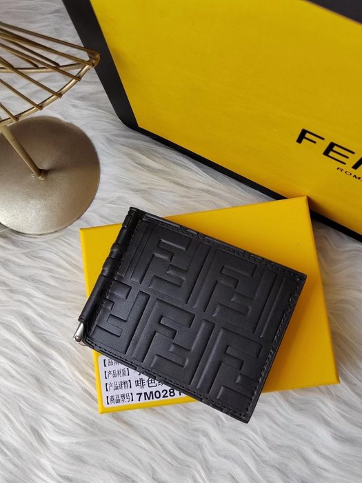Wallet Fendi embossed leather Black