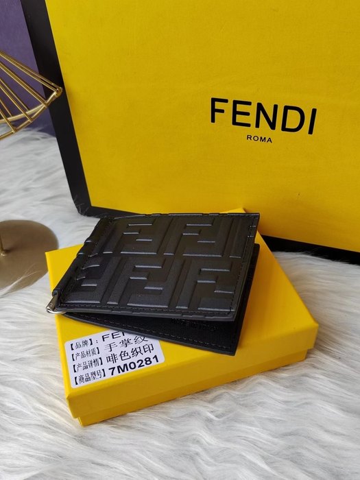 Wallet Fendi embossed leather Black