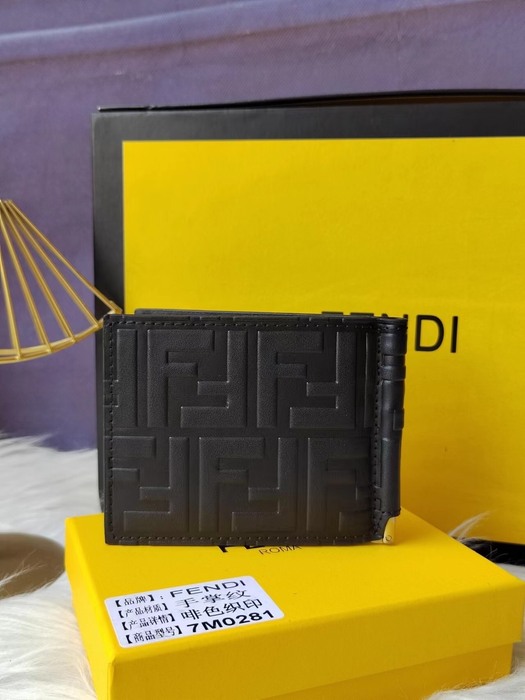 Wallet Fendi embossed leather Black