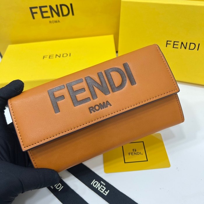 Wallet Fendi long snap wallet Tan Size 19x10.5x3.5cm