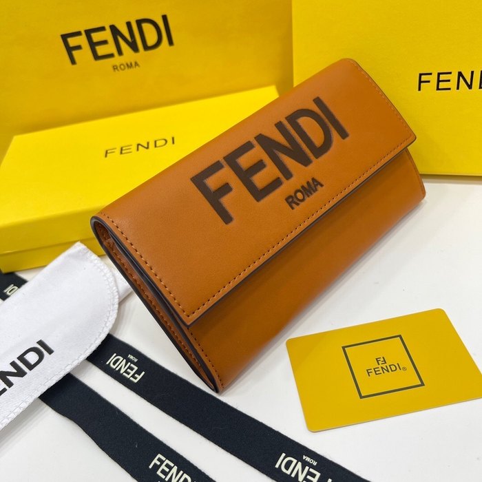 Wallet Fendi long snap wallet Tan Size 19x10.5x3.5cm