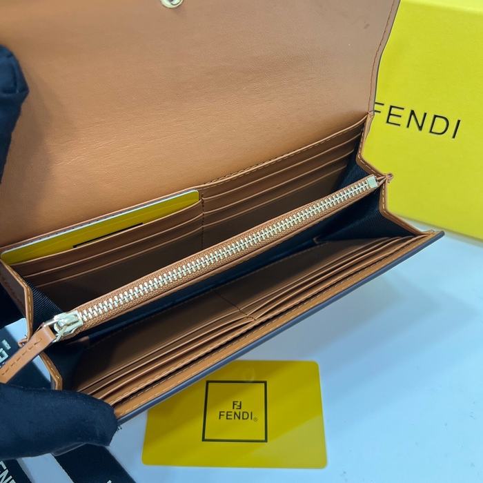 Wallet Fendi long snap wallet Tan Size 19x10.5x3.5cm