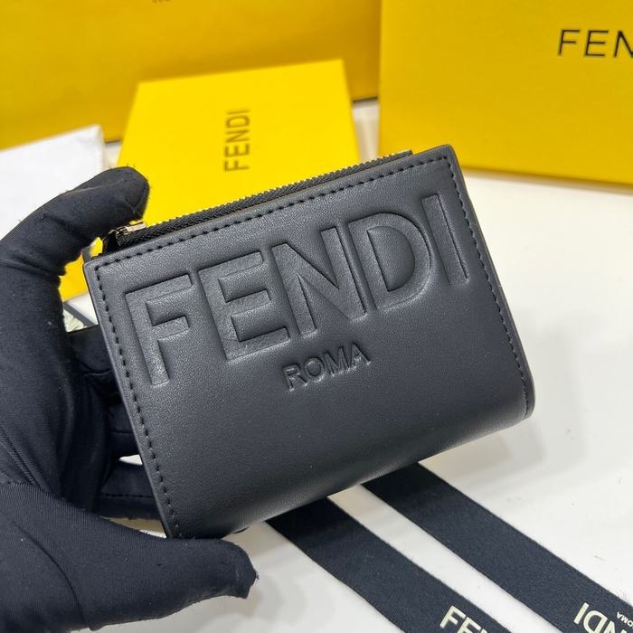 Wallet Fendi zip around short wallet Black Size 11.5x2x9.5cm