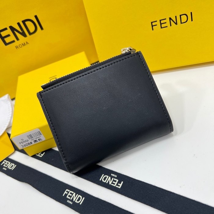 Wallet Fendi zip around short wallet Black Size 11.5x2x9.5cm