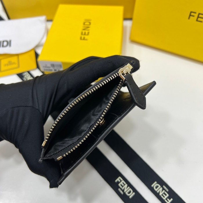 Wallet Fendi zip around short wallet Black Size 11.5x2x9.5cm