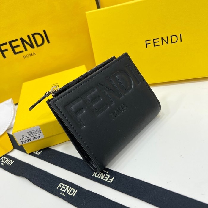 Wallet Fendi zip around short wallet Black Size 11.5x2x9.5cm