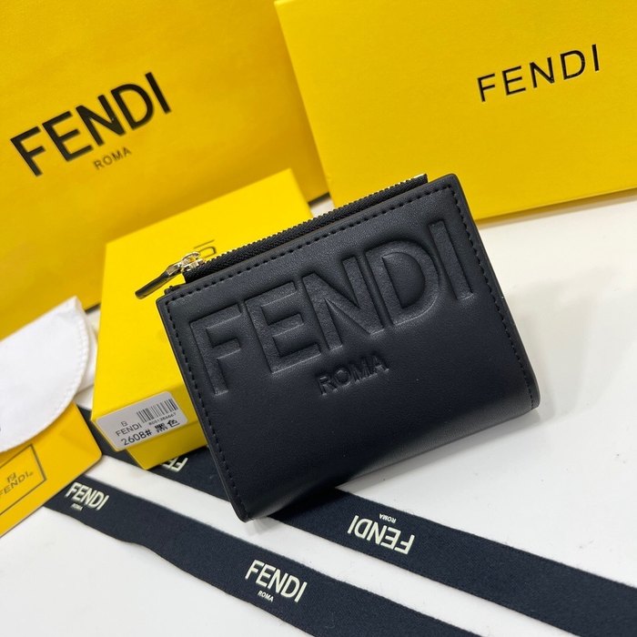 Wallet Fendi zip around short wallet Black Size 11.5x2x9.5cm