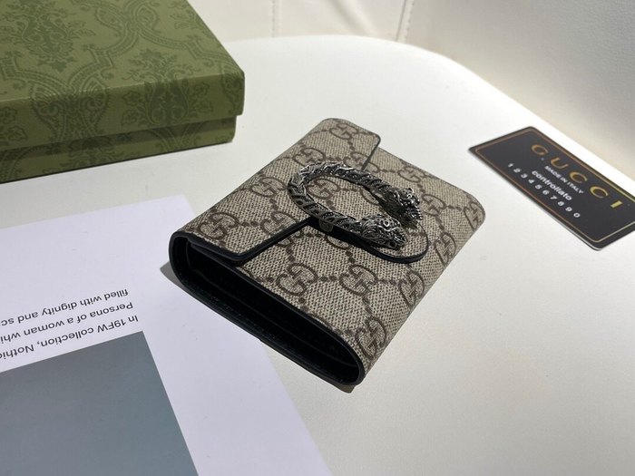 Wallet Gucci Dionysus GG Supreme Compact Wallet Beige Size 11.5x10x3cm