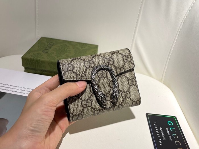 Wallet Gucci Dionysus GG Supreme Compact Wallet Beige Size 11.5x10x3cm
