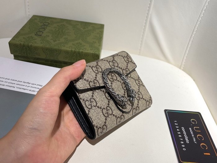 Wallet Gucci Dionysus GG Supreme Compact Wallet Beige Size 11.5x10x3cm