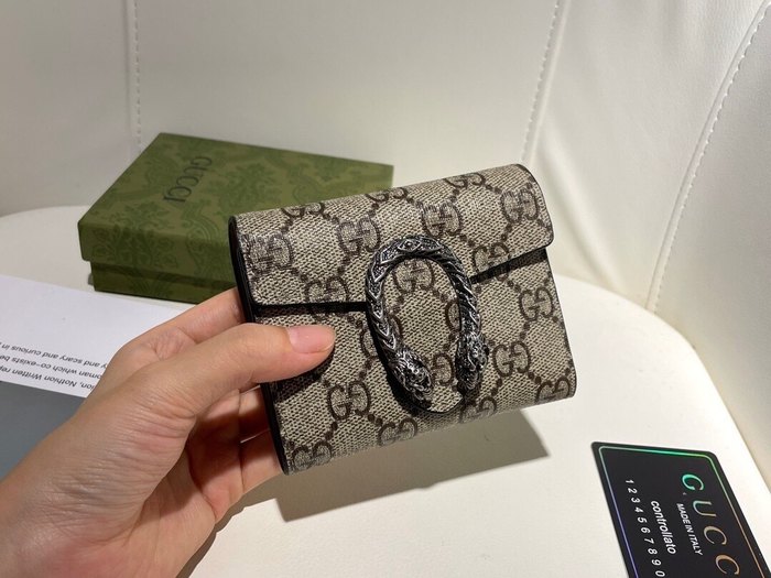 Wallet Gucci Dionysus compact wallet Beige Size 11.5x10x3cm