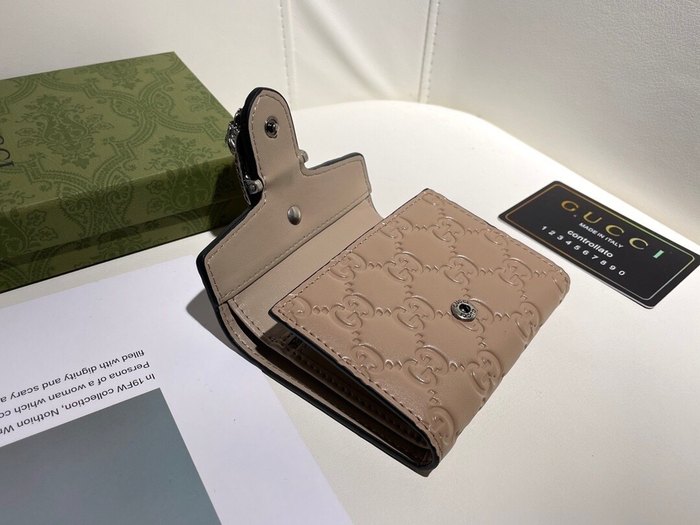 Wallet Gucci Dionysus embossed leather bi fold Beige Size 11.5x10x3cm