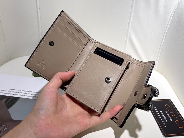 Wallet Gucci Dionysus embossed leather bi fold Beige Size 11.5x10x3cm