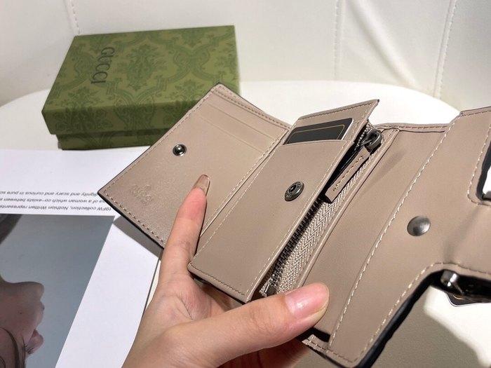 Wallet Gucci Dionysus embossed leather bi fold Beige Size 11.5x10x3cm