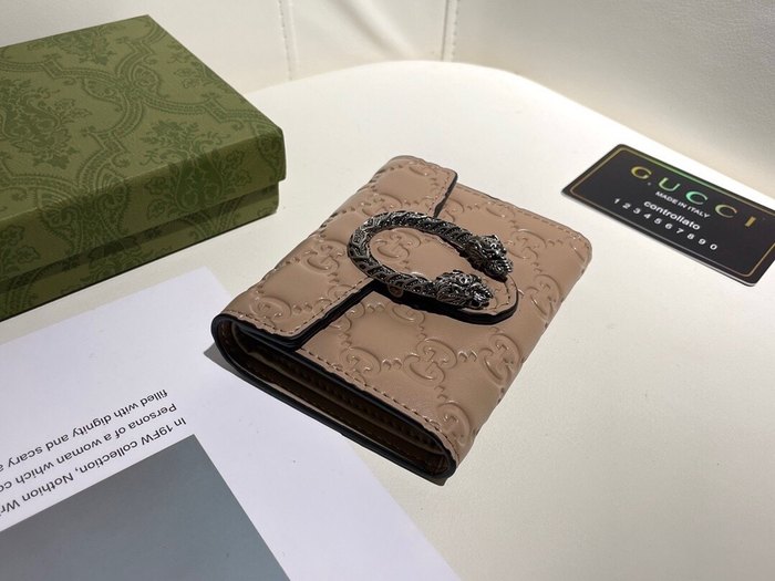 Wallet Gucci Dionysus embossed leather bi fold Beige Size 11.5x10x3cm