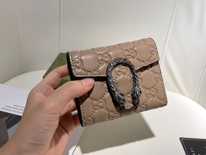 Wallet Gucci Dionysus embossed leather bi fold Beige Size 11.5x10x3cm