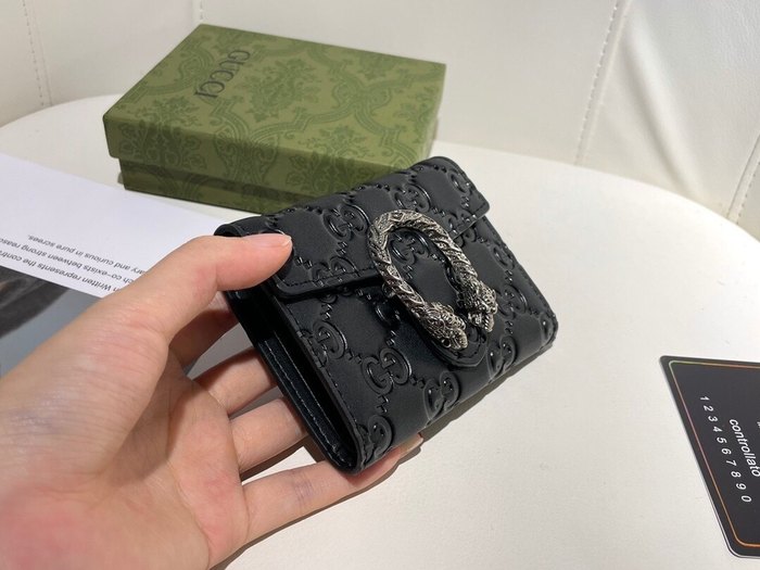 Wallet Gucci Dionysus embossed leather Black Size 11.5x10x3cm