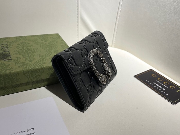 Wallet Gucci Dionysus embossed leather Black Size 11.5x10x3cm