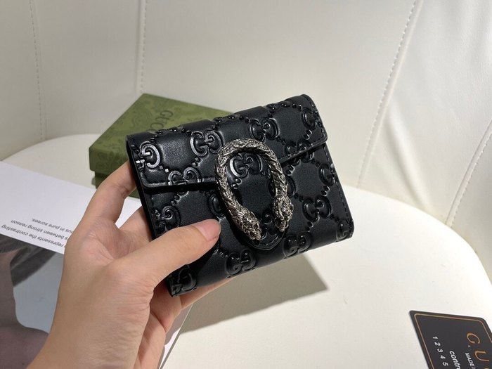 Wallet Gucci Dionysus embossed leather Black Size 11.5x10x3cm