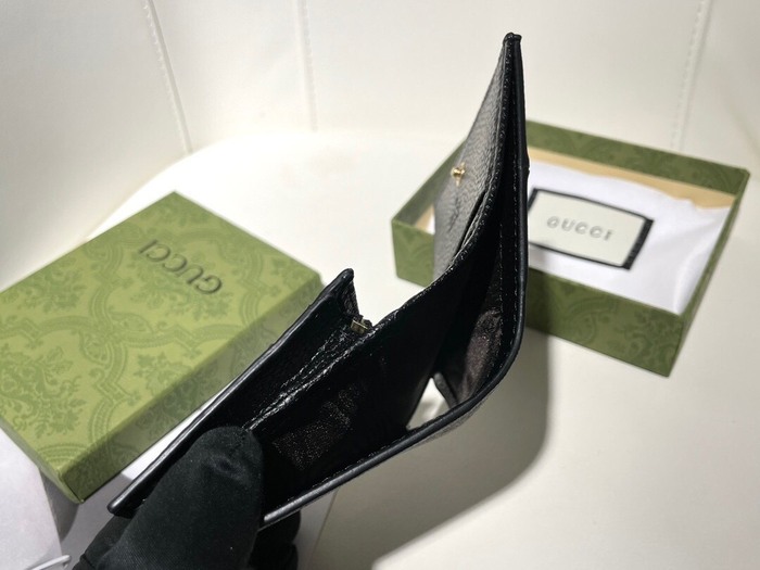 Wallet Gucci GG Supreme leather card wallet Black Size 11x9x3cm