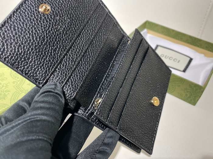 Wallet Gucci GG Supreme leather card wallet Black Size 11x9x3cm