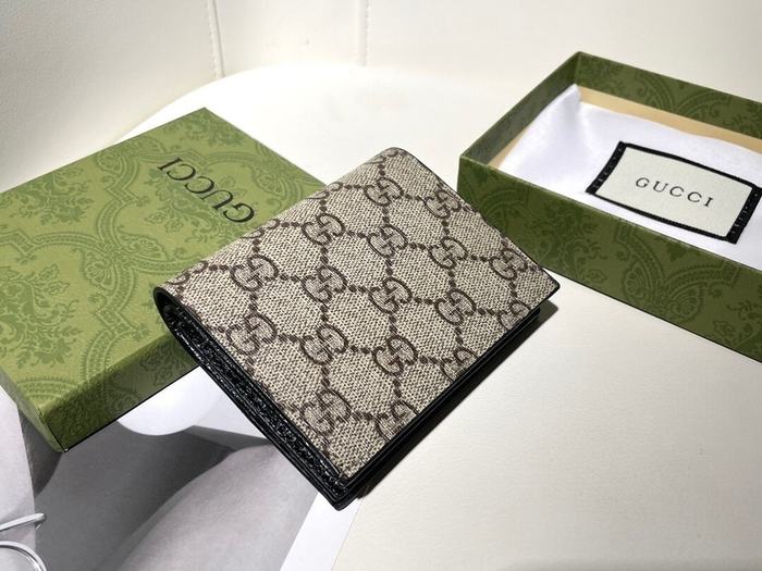 Wallet Gucci GG Supreme leather card wallet Black Size 11x9x3cm