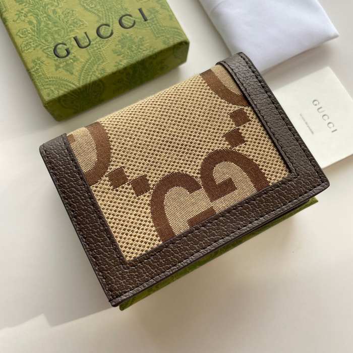 Wallet Gucci GG canvas bamboo trim short wallet Brown Size 11x8.5x3cm