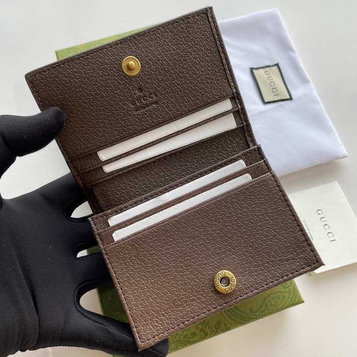 Wallet Gucci GG canvas bamboo trim short wallet Brown Size 11x8.5x3cm