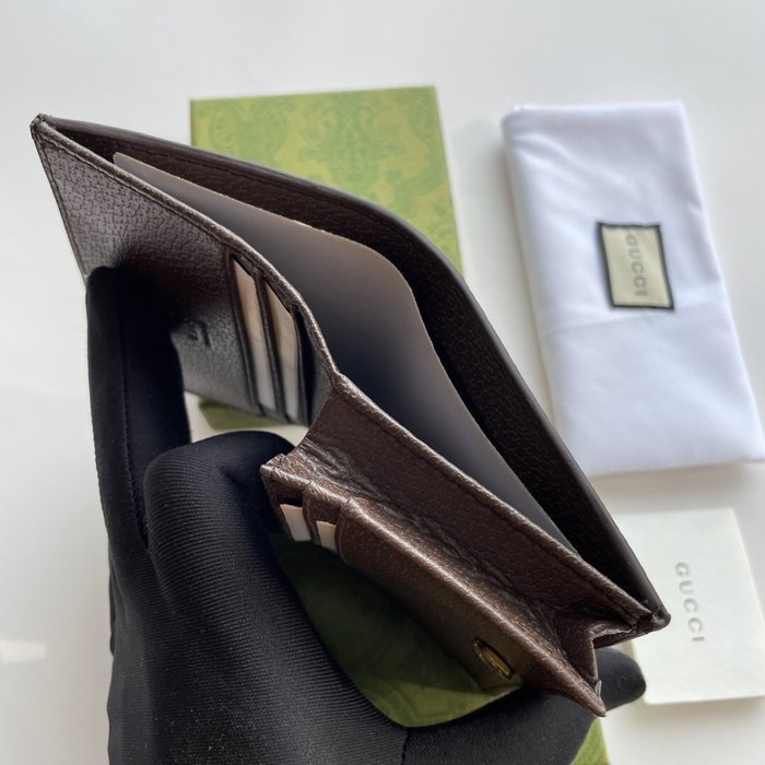 Wallet Gucci GG canvas bamboo trim short wallet Brown Size 11x8.5x3cm