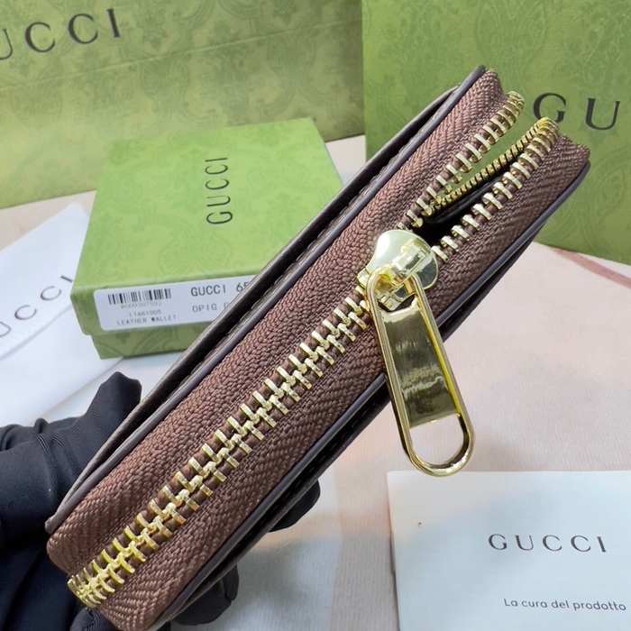 Wallet Gucci GG canvas small zip around wallet Brown Size 11.5x8.5x3