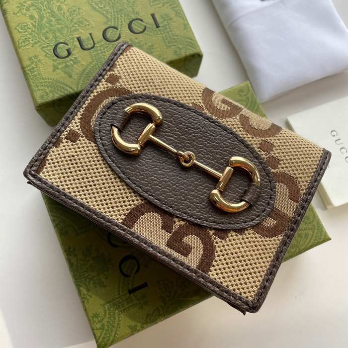 Wallet Gucci Horsebit Canvas Bi fold Short Wallet Brown Size 11x8.5x3cm